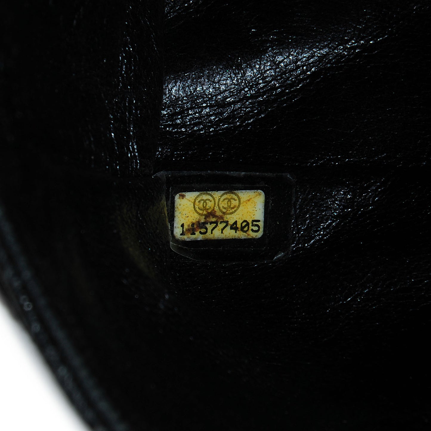 Crackled Calfskin Medium Double Flap Black