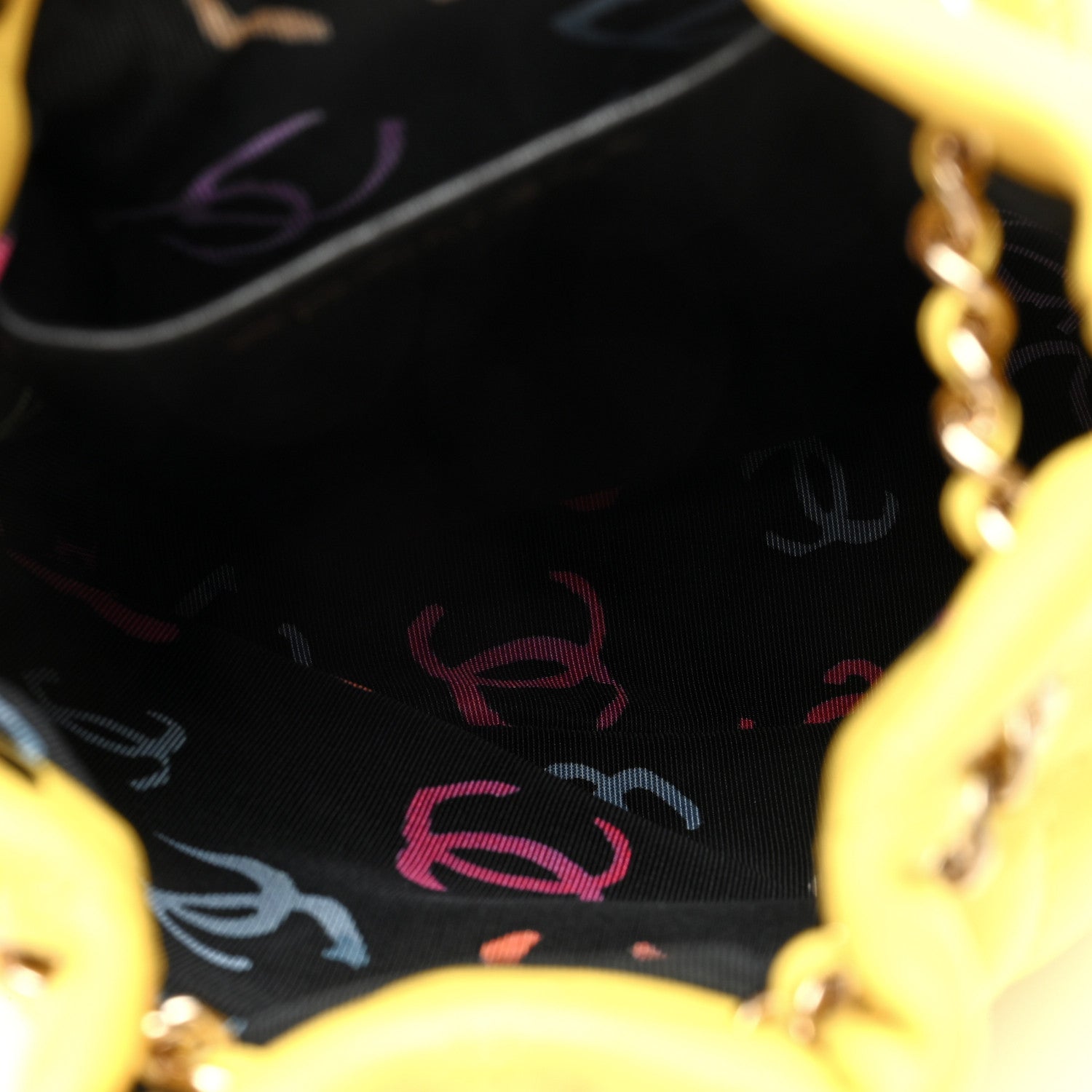Chanel Shiny Lambskin Quilted Drawstring Backpack Yellow 5 of 10