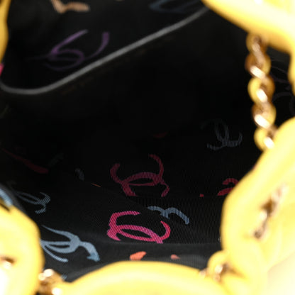 Chanel Shiny Lambskin Quilted Drawstring Backpack Yellow 5 of 10
