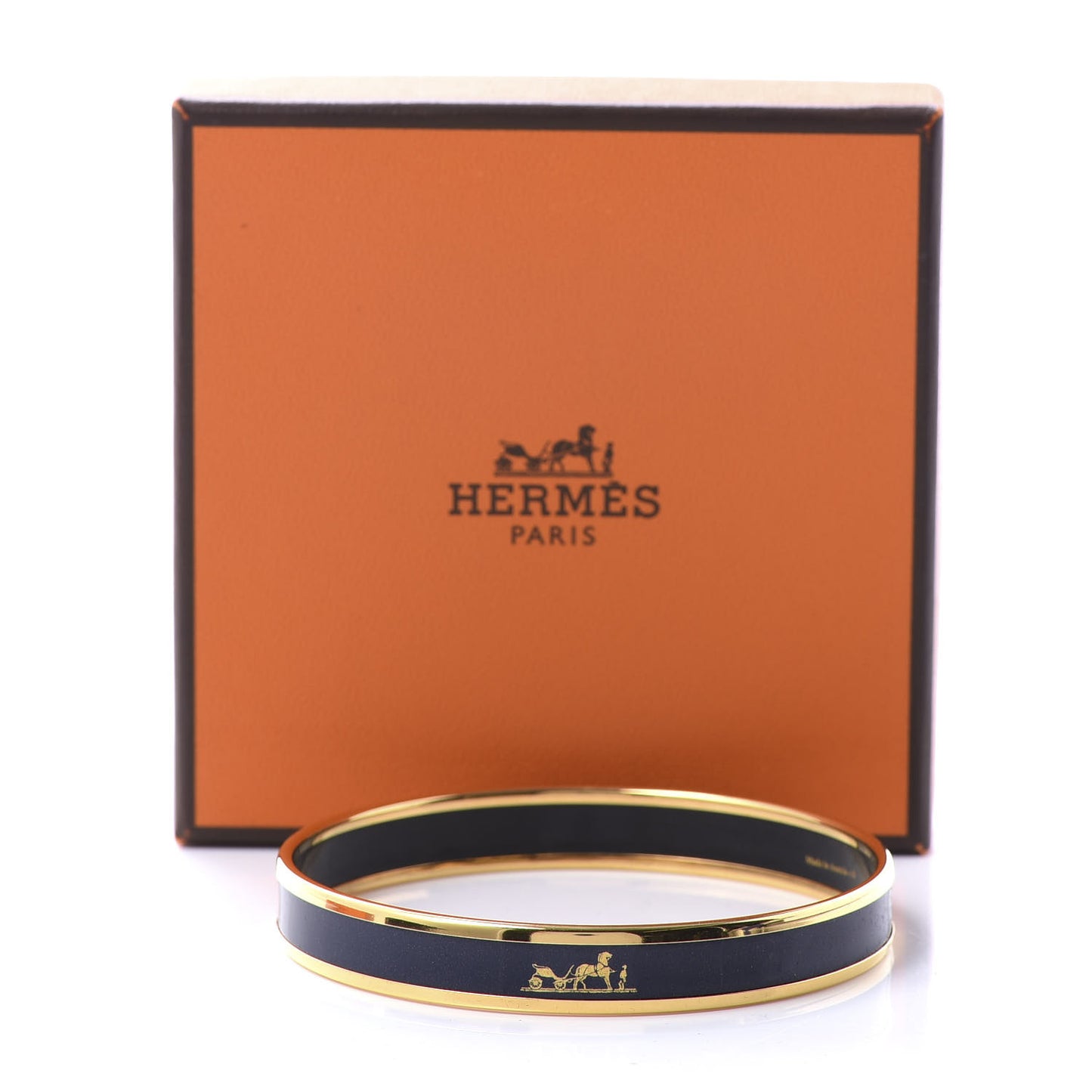 Enamel Printed Caleche Narrow Bracelet 70 Bleu