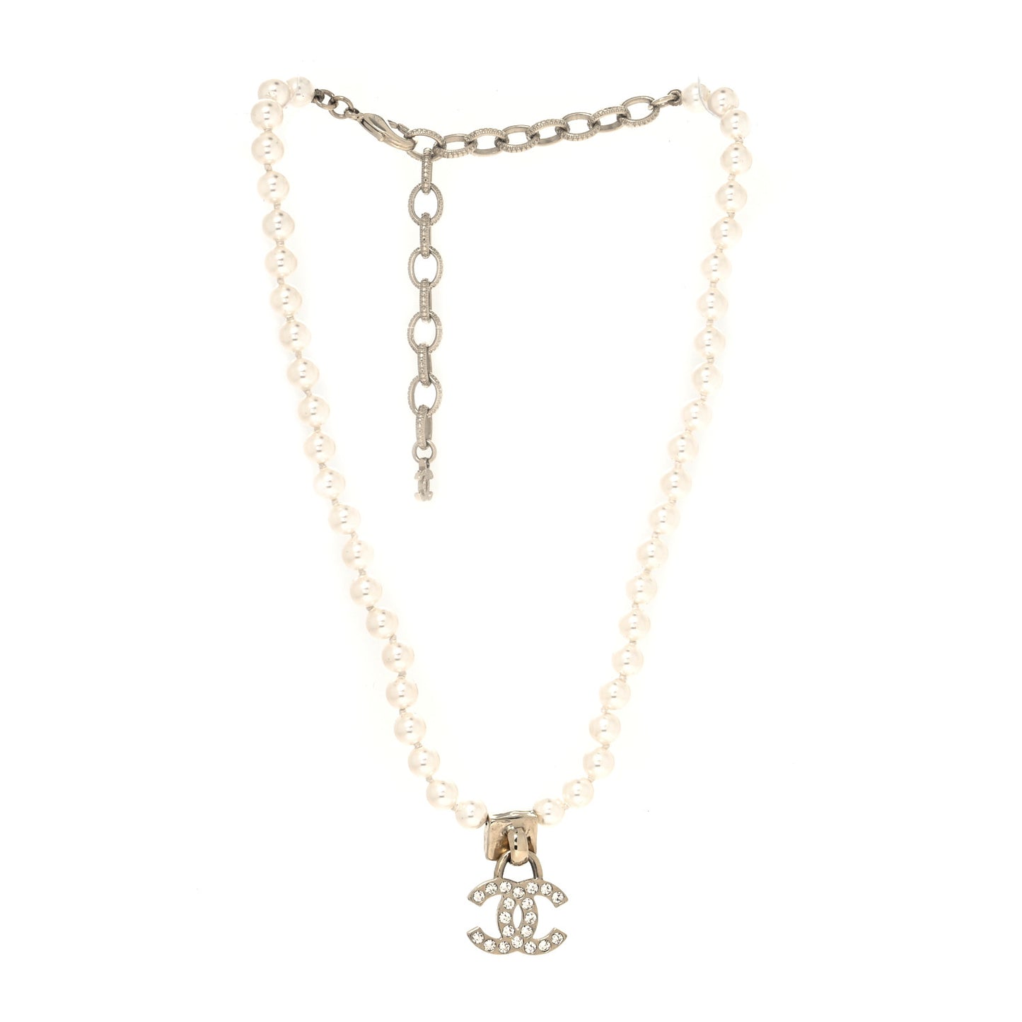 Pearl Crystal CC Short Necklace Gold