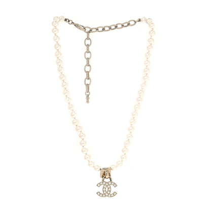 Chanel Pearl Crystal CC Short Necklace Gold 3 of 5
