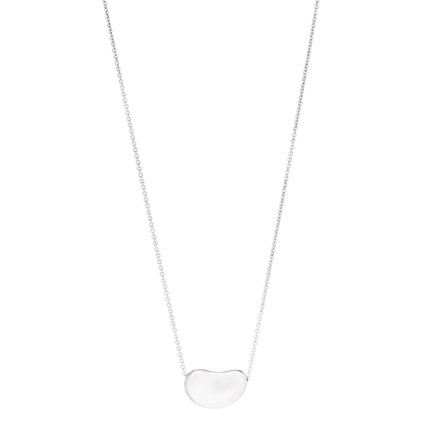 Tiffany Sterling Silver 20mm Elsa Peretti Bean Pendant Necklace 1 of 6
