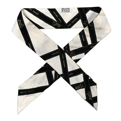 Hermes Silk Bolduc Twilly White Black 1 of 5