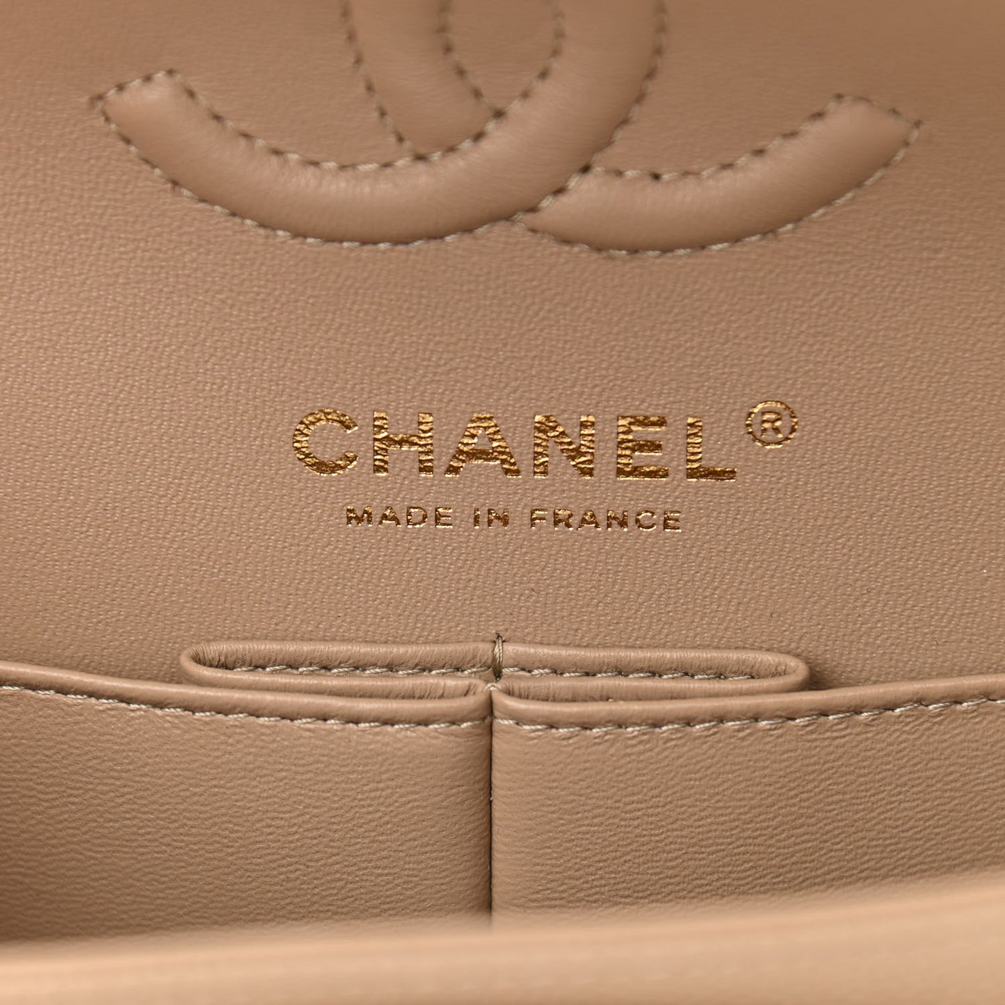 Caviar Quilted Small Double Flap Dark Beige