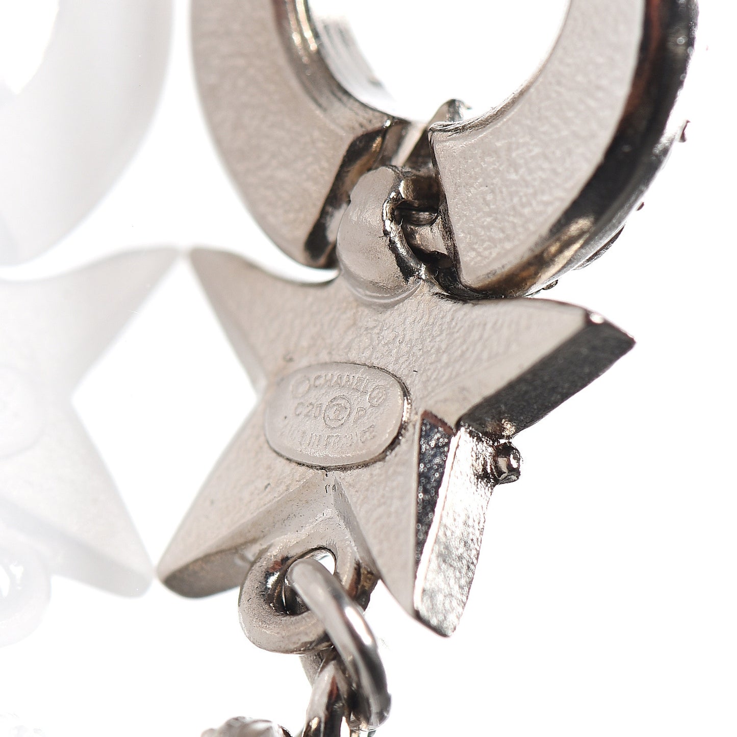 Strass Crystal CC Star Drop Earrings Silver