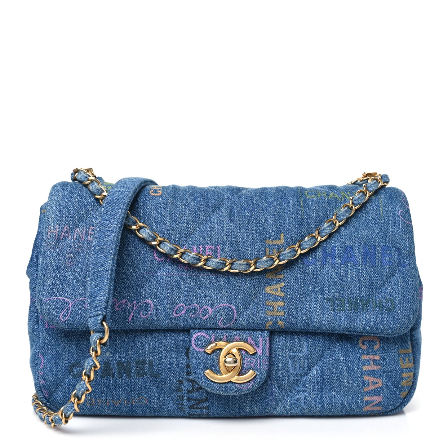 Denim Quilted Denim Large Mood Flap Blue Multicolor