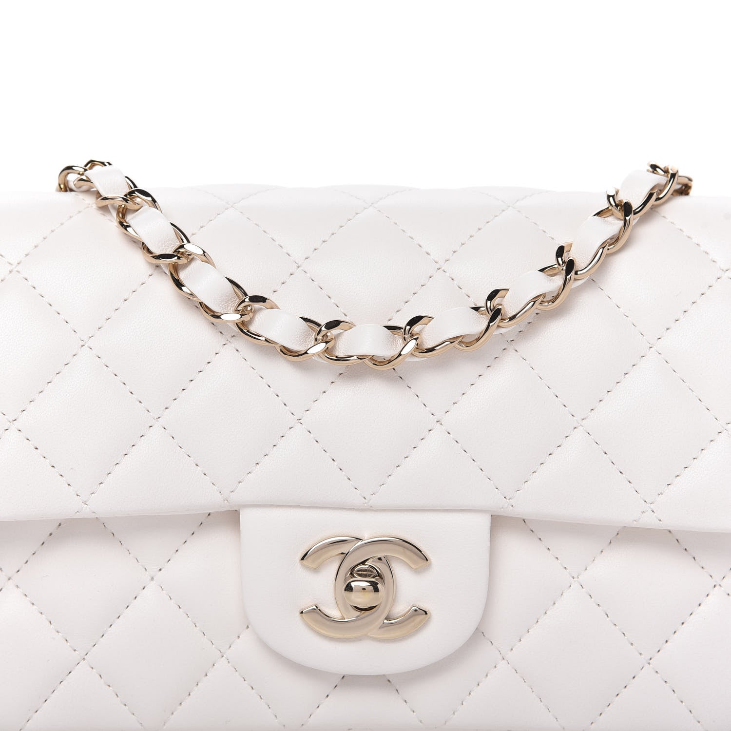 Chanel Lambskin Quilted Mini Rectangular Flap White 10 of 11