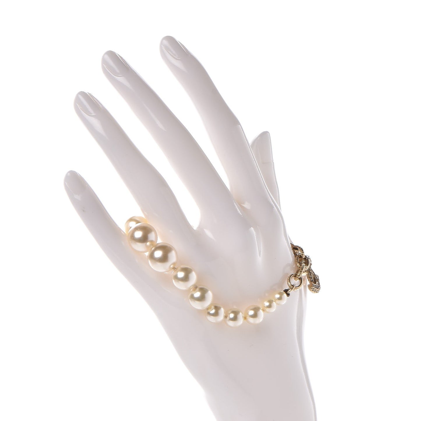 Pearl Crystal CC Bracelet Gold