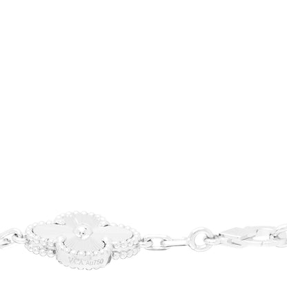 Van Cleef & Arpels 18K White Gold 5 Motifs Guilloche Vintage Alhambra Bracelet 3 of 4