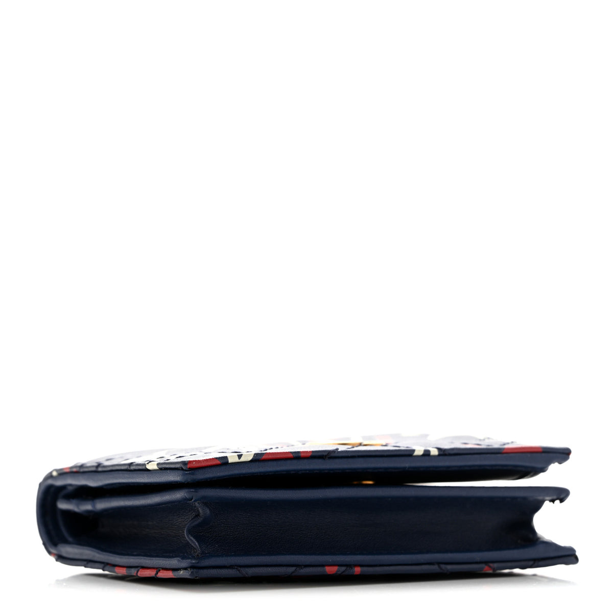Gucci Calfskin Matelasse GucciGhost GG Marmont Card Case Blue Agata Hibiscus Red 4 of 9