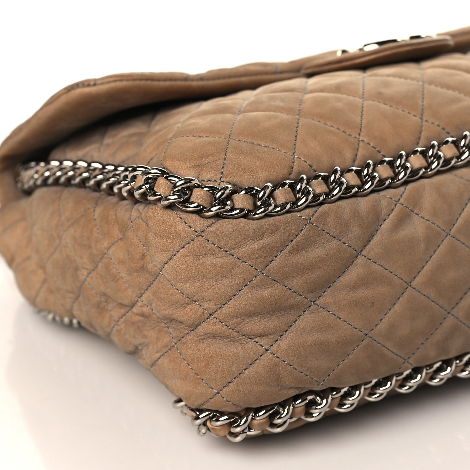 Chanel Nubuck Quilted Chain Around Maxi Flap Grey 8 of 12