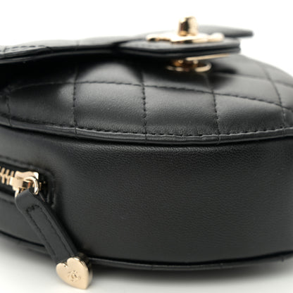 Chanel Lambskin Quilted CC In Love Heart Clutch With Chain Black 9 of 11