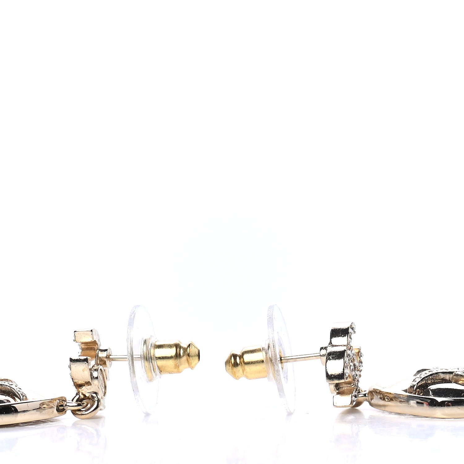 Chanel Crystal CC Drop Earrings Gold 3 of 4
