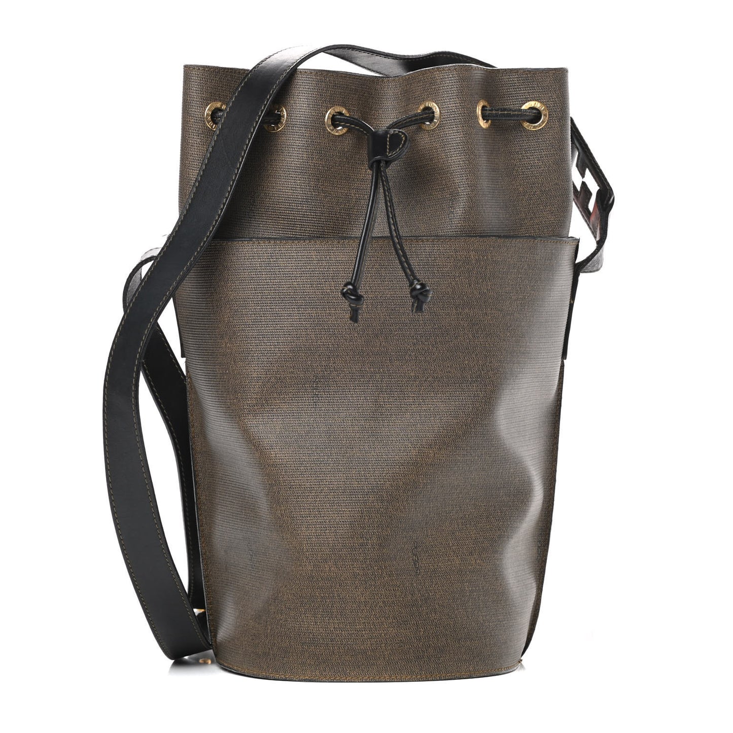 Coated Canvas Bucket Bag Brown