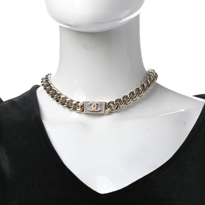 Chanel Crystal CC Chain Link Choker Necklace Gold 2 of 7