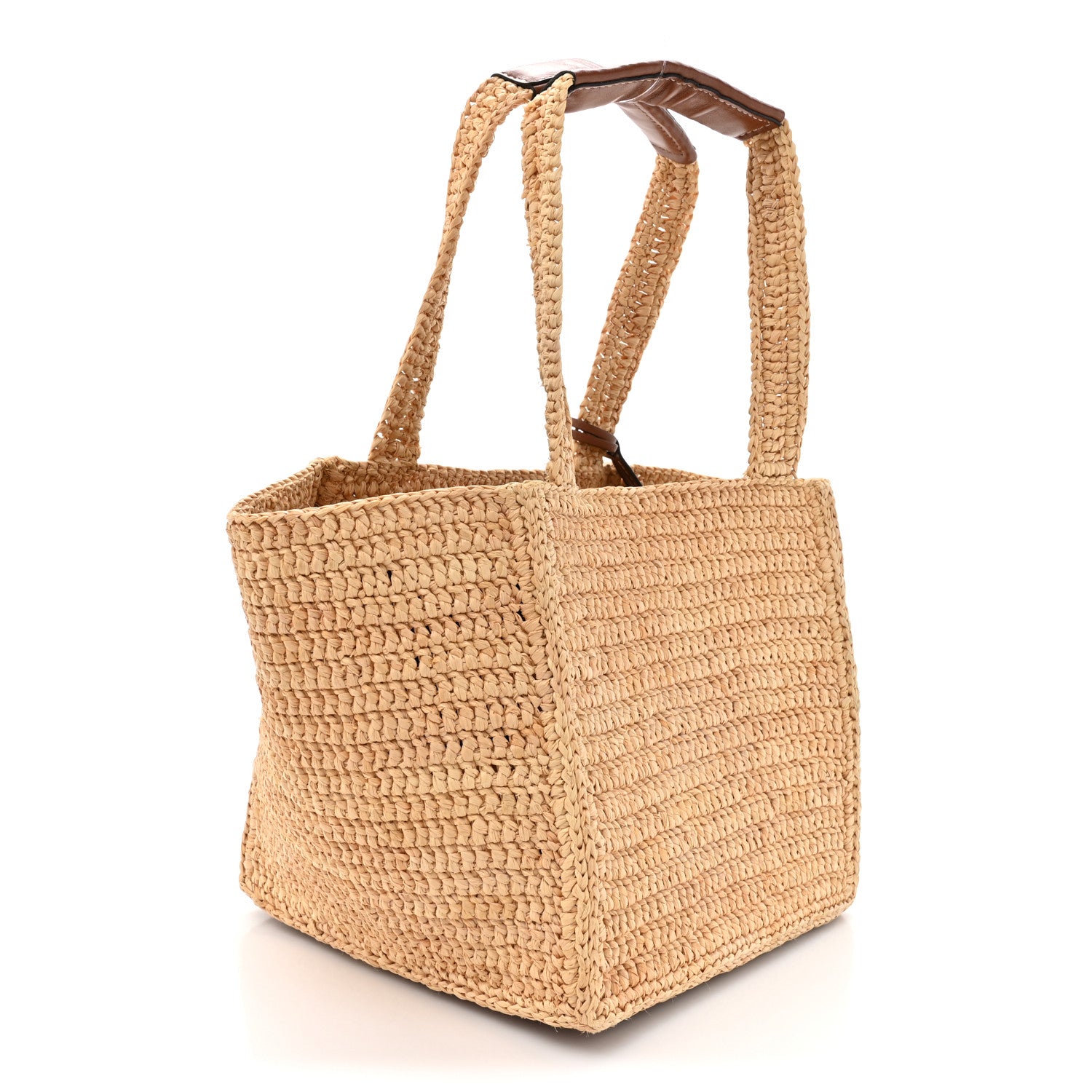 Celine Raffia Calfskin Triomphe Cube Tote Natural Black 4 of 13
