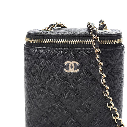 Chanel Caviar Quilted Small Vertical Coco Beauty Vanity Case With Chain Black 9 of 10