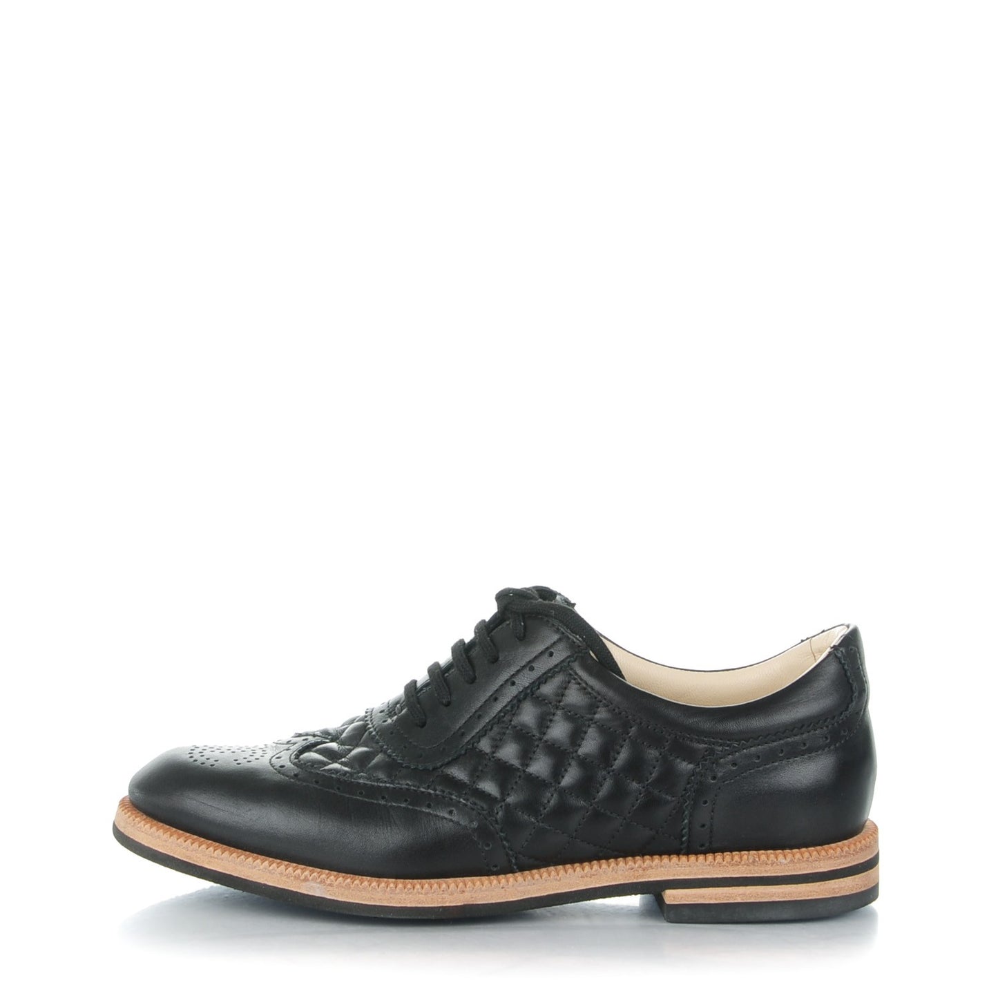 Lambskin Quilted CC Lace Up Oxfords 37.5 Black