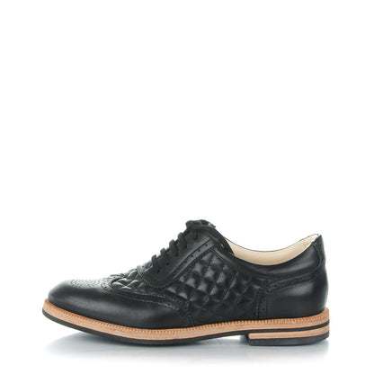 Chanel Lambskin Quilted CC Lace Up Oxfords 37.5 Black 1 of 7