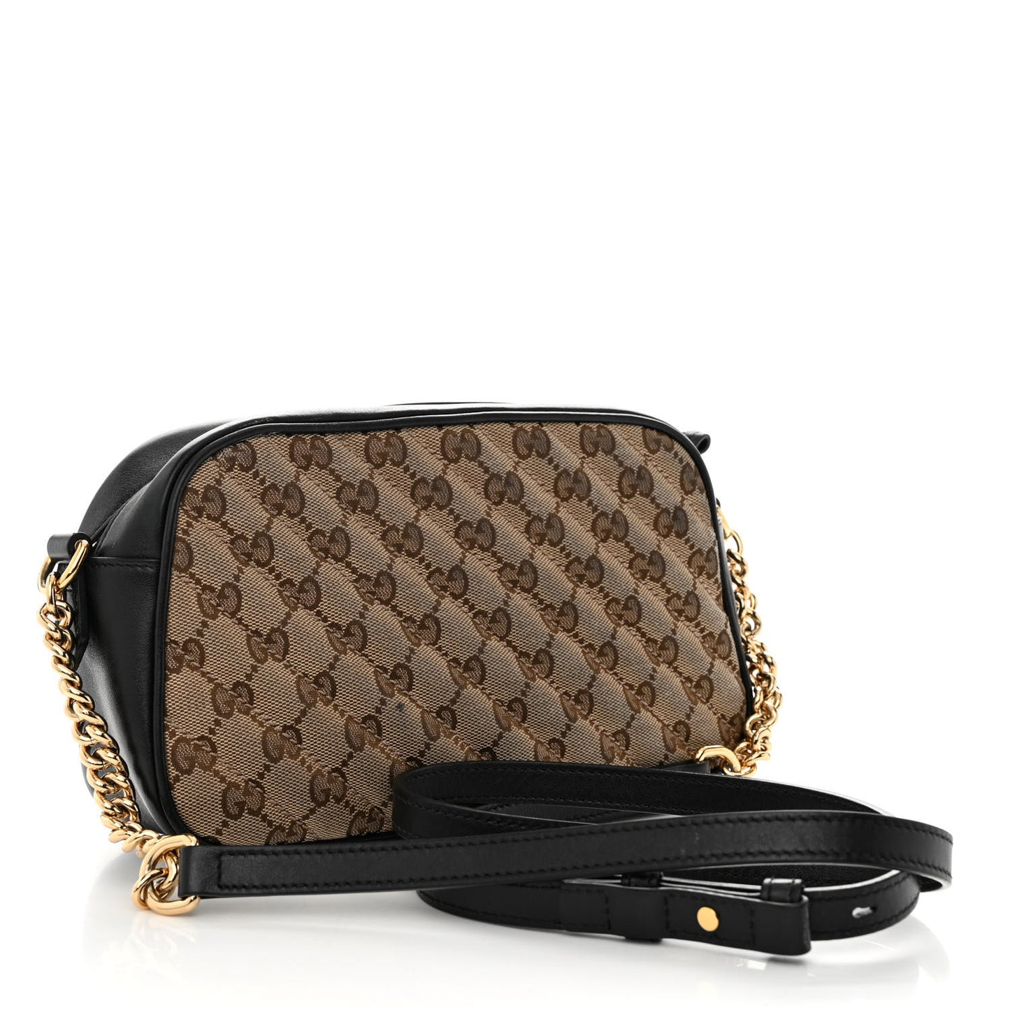 Monogram Matelasse Diagonal Small GG Marmont Chain Shoulder Bag Beige Black