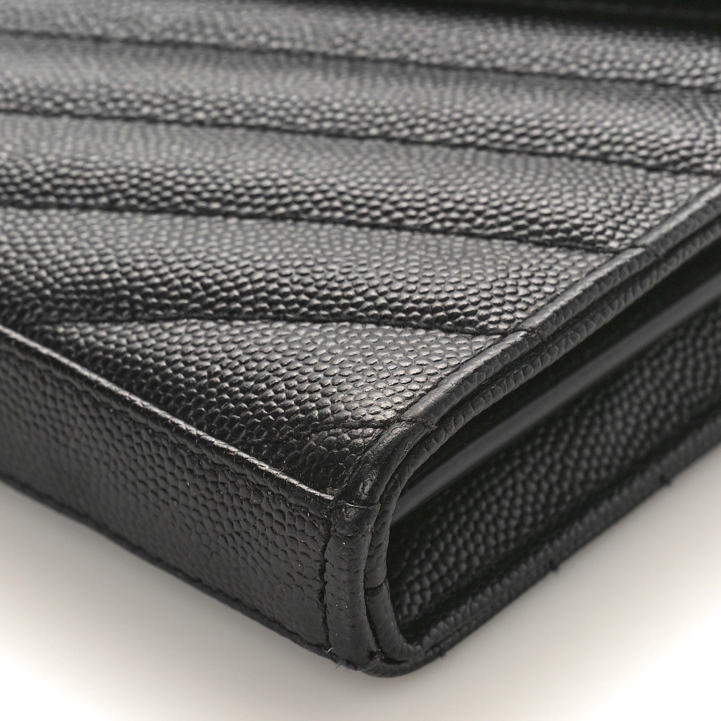 Grain De Poudre Matelasse Chevron Monogram Chain Wallet Black