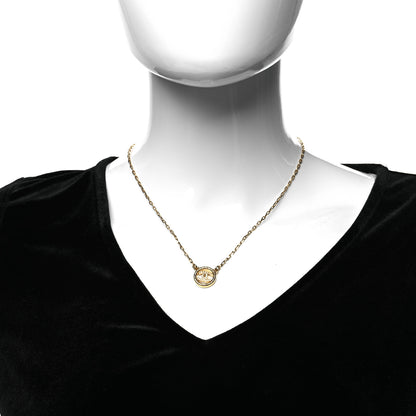 Chanel Crystal Metal CC Round Pendant Necklace Gold 2 of 5