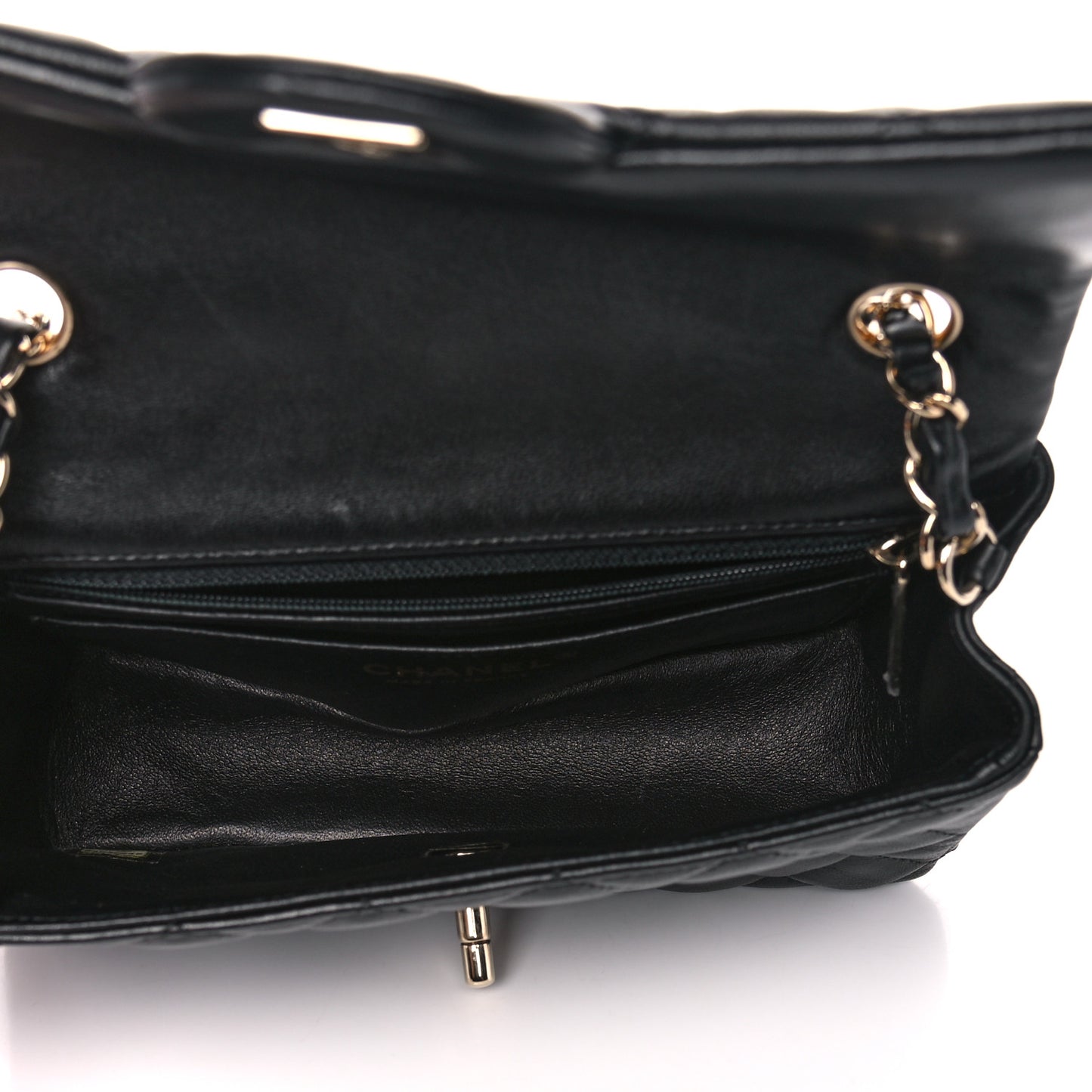 Lambskin Quilted Mini Rectangular Flap Black