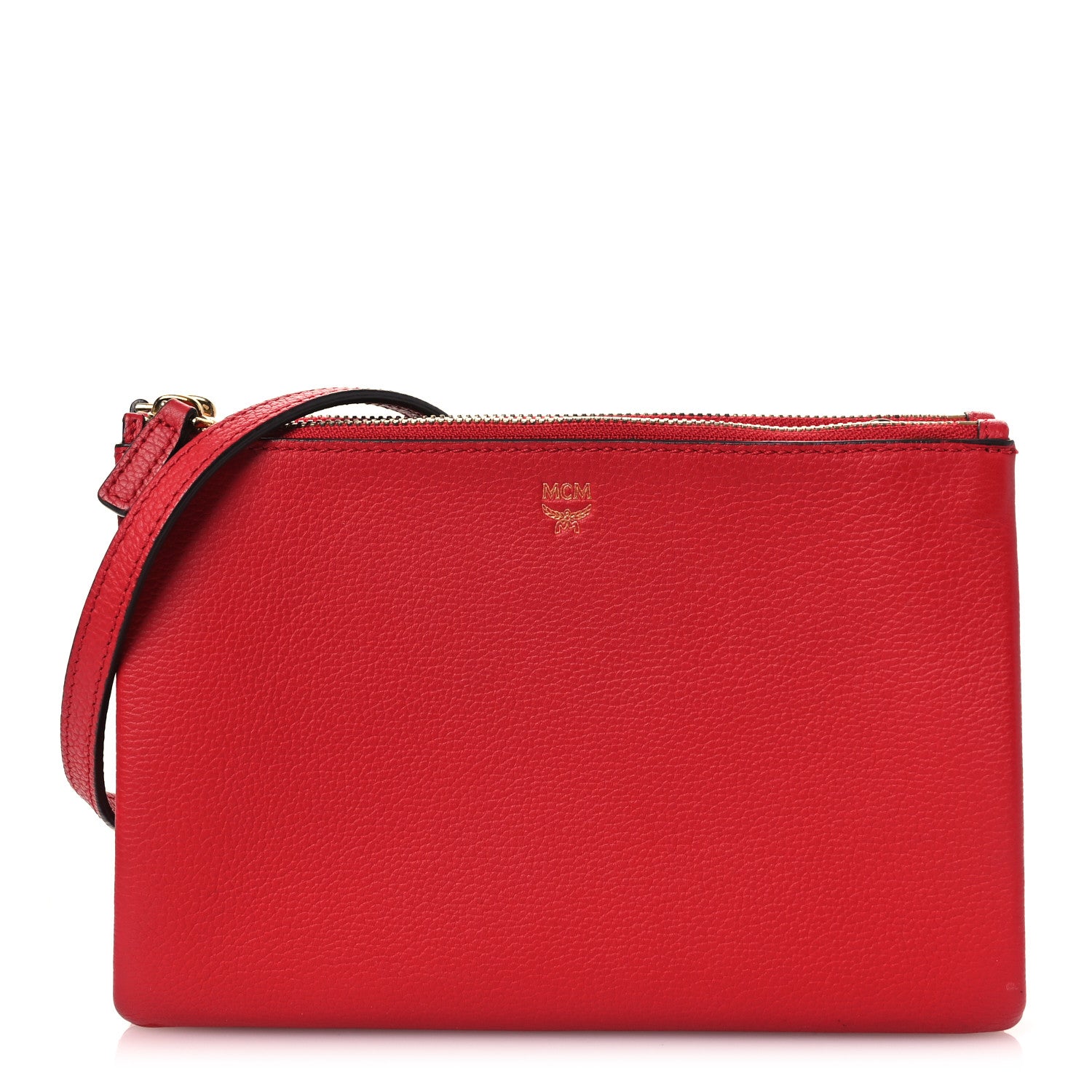 MCM Grained Calfskin Milla Double Crossbody Bag Ruby Red 1 of 12