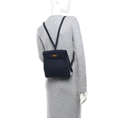 Hermes Taurillon Clemence Kelly Ado Backpack Bleu Nuit 2 of 12