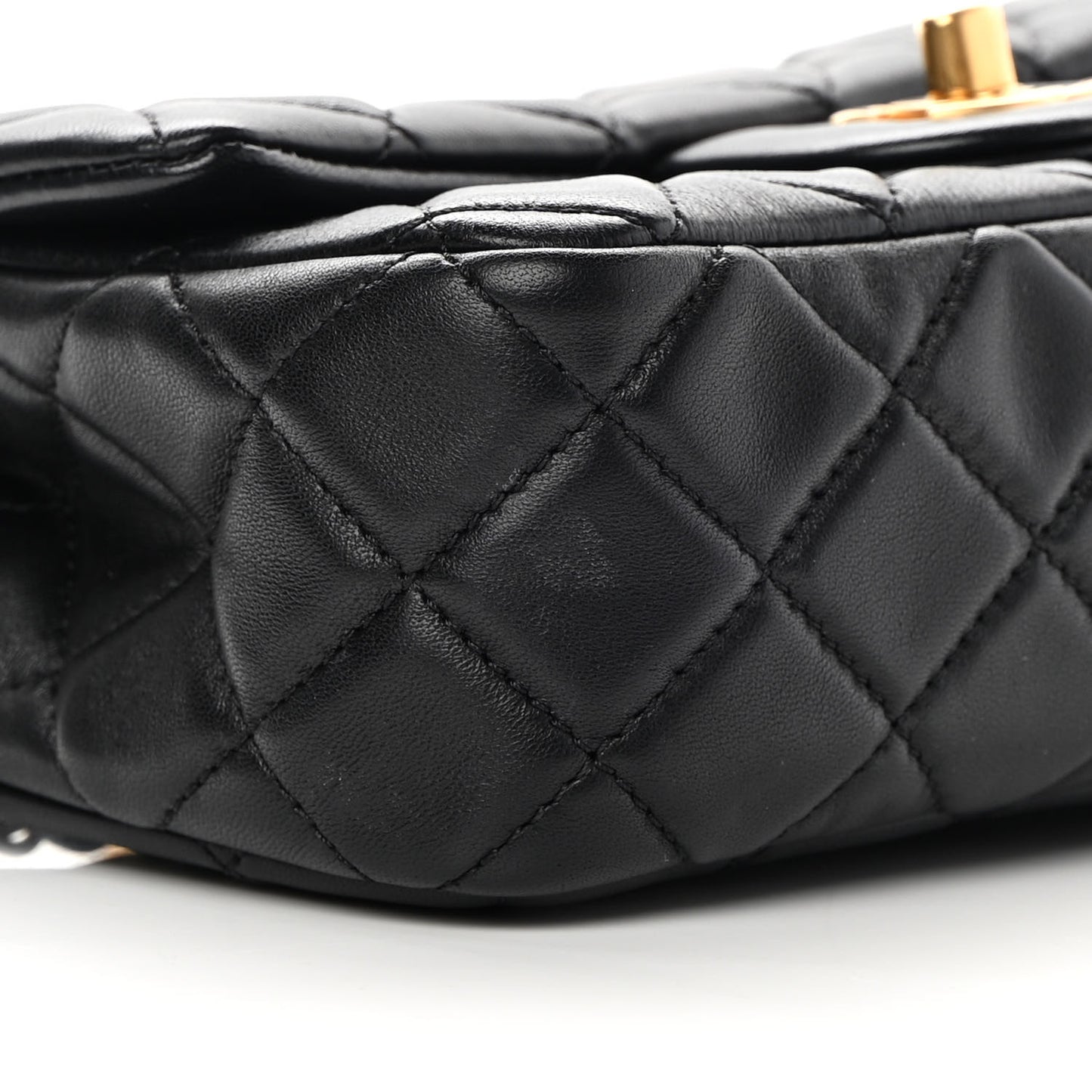 Lambskin Quilted Mini Rectangular Pearl Crush Flap Black