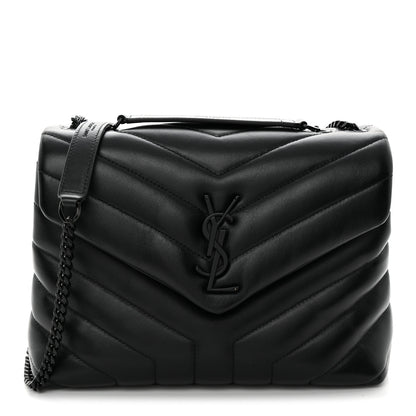 Saint Laurent Calfskin Y Quilted Monogram Monochrome Small Loulou Chain Satchel Black Black 1 of 11