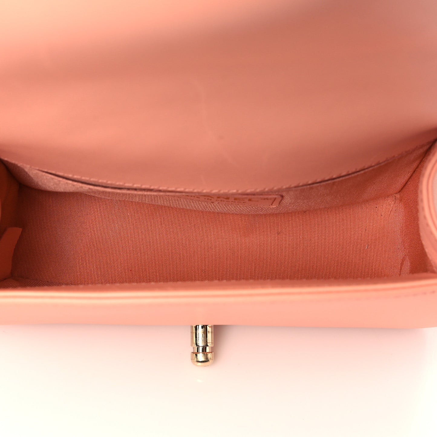 Calfskin Chevron Quilted Small Boy Flap Light Orange