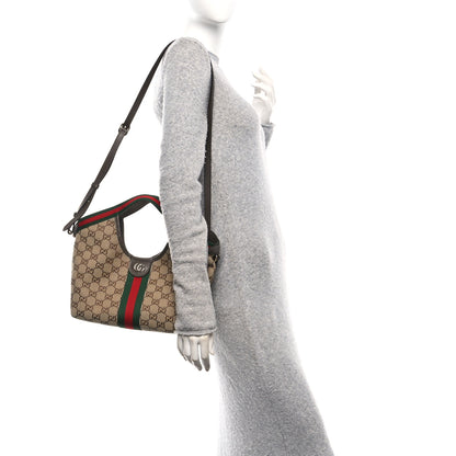 Gucci Monogram Web Small Giglio Tote Bag Beige Dark Brown 2 of 10