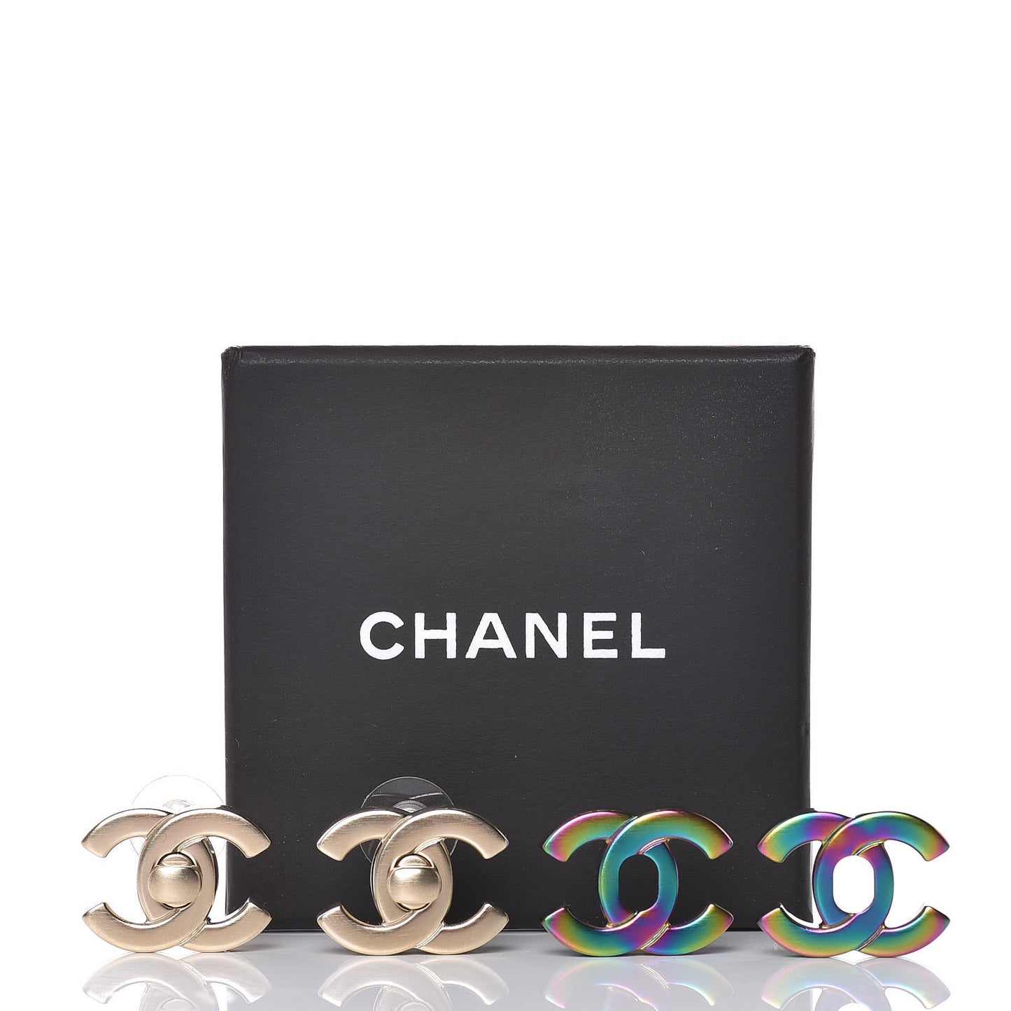 Metal CC Turnlock Interchangeable Earrings Gold