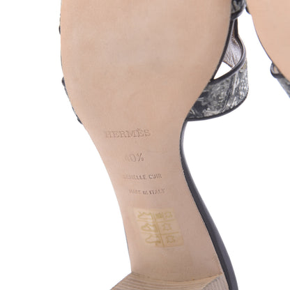 Hermes Canvas Tatoo Print Oasis Equator Sandals 40.5 Black 9 of 10