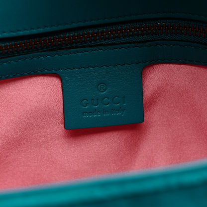 Gucci Velvet Matelasse Small GG Marmont Shoulder Bag Pavone Cyan 6 of 10