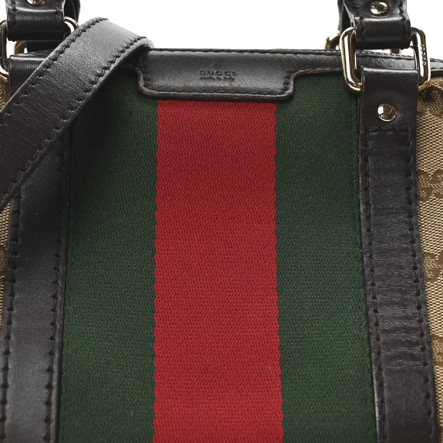 Gucci Monogram Vintage Web Small Boston Dark Brown 8 of 10