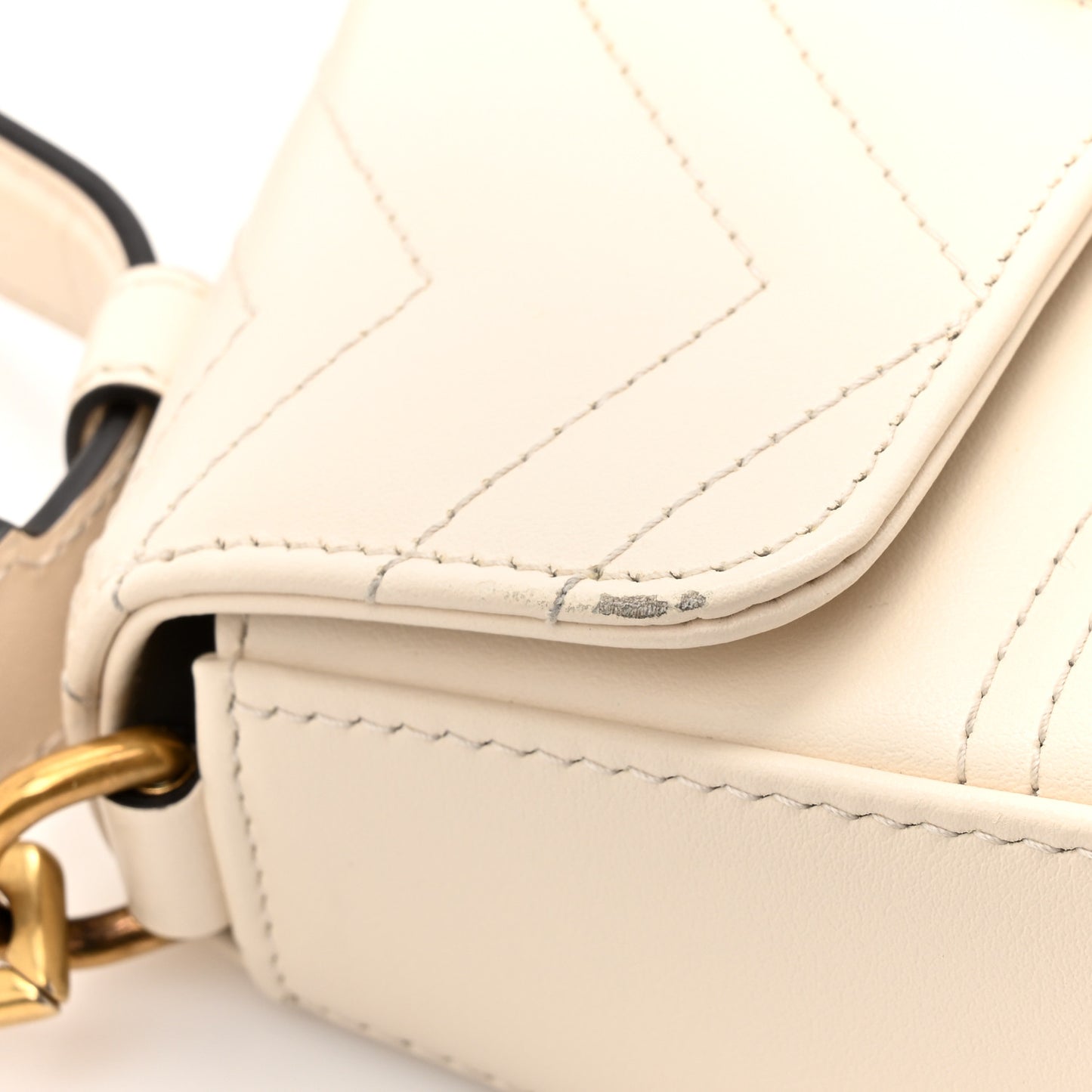 Calfskin Matelasse Mini GG Marmont Top Handle Shoulder Bag White