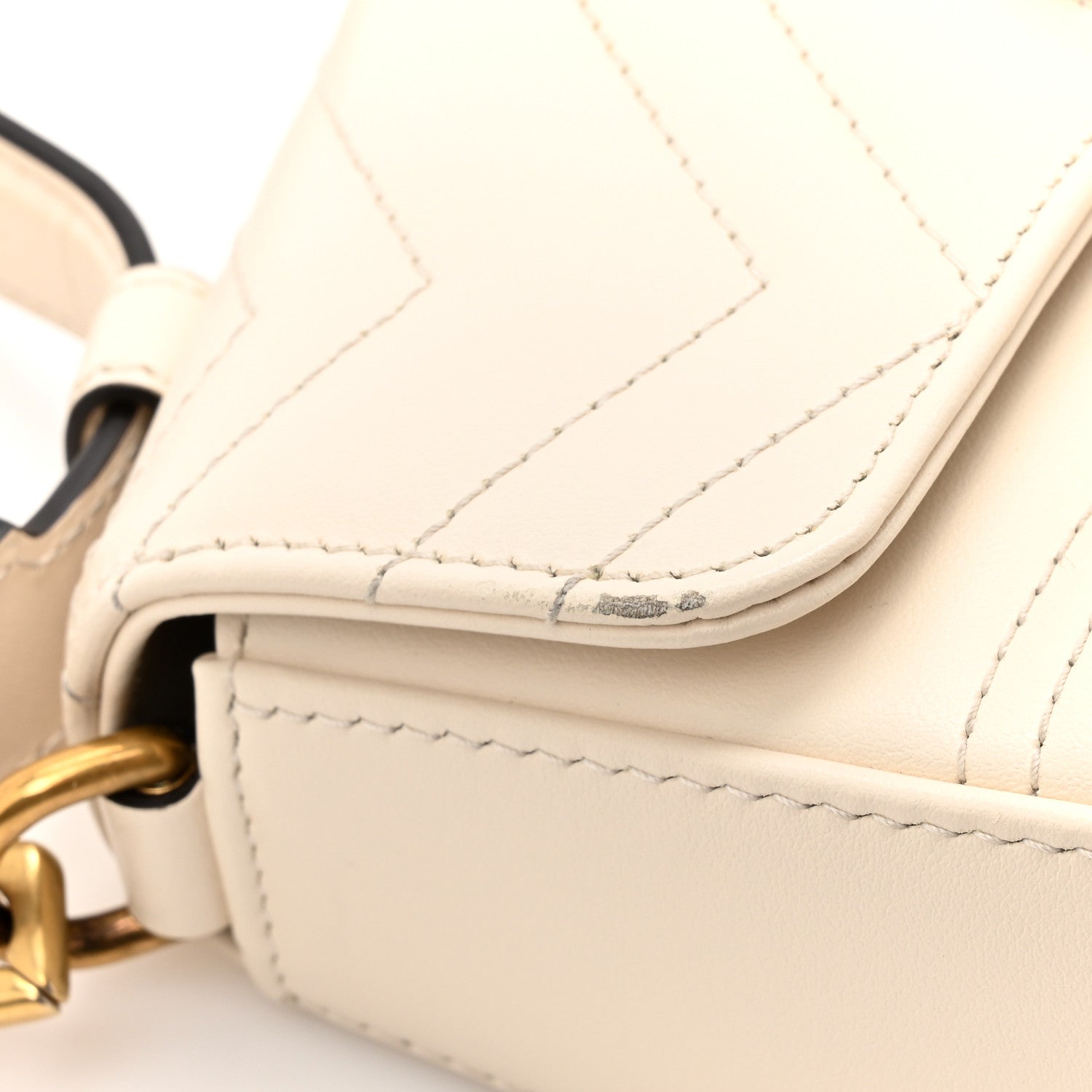 Gucci Calfskin Matelasse Mini GG Marmont Top Handle Shoulder Bag White 11 of 12