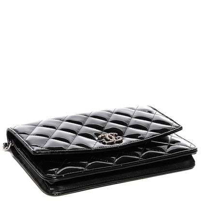 Chanel Patent Quilted Brilliant Wallet On Chain WOC Black 4 of 11