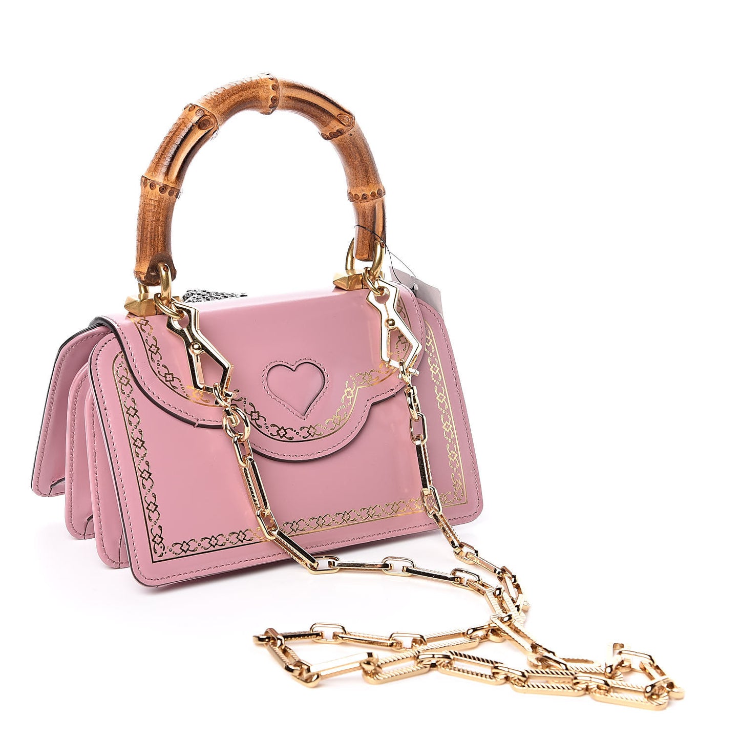 Calfskin Bamboo Crystal Mini Thiara Top Handle Bag Carmine Rose Gold