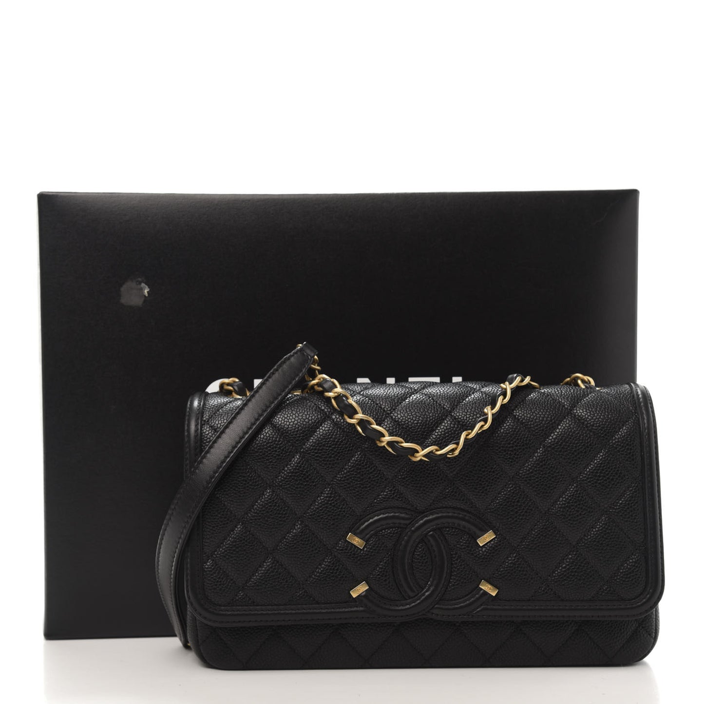 Caviar Quilted Medium CC Filigree Flap Black