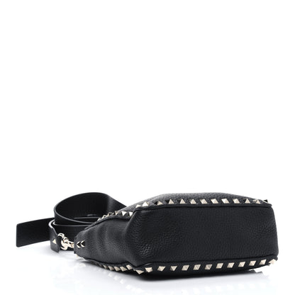 Valentino Garavani Pebbled Calfskin Mini Rockstud Flip-Lock Messenger Bag Black 4 of 11