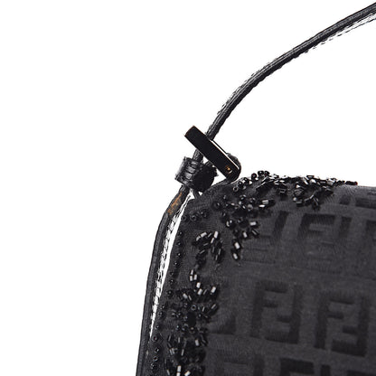 Fendi Zucchino Lizard Beaded Baguette Black 12 of 14