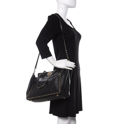 Valentino Garavani Vitello Medium Rockstud Tote Black 2 of 14