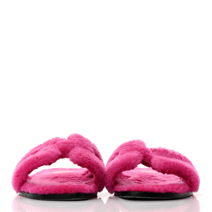 Hermes Woolskin Oran Sandals 39 Rose Fuchsia 2 of 8