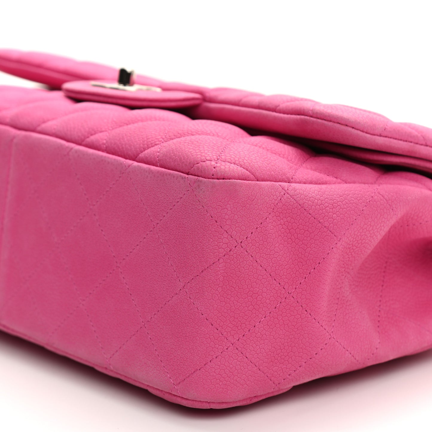 Iridescent Caviar Quilted Jumbo Double Flap Pink