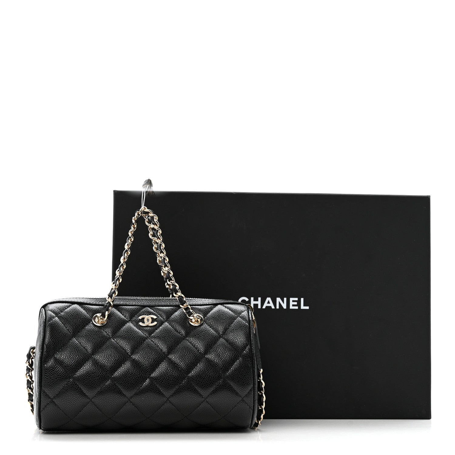 Chanel Caviar Quilted Barrel Clutch With Chain  Black 11 of 11