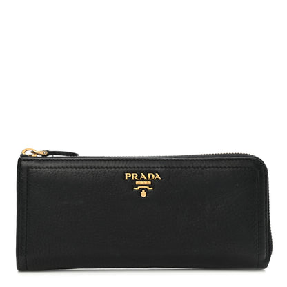 Prada Vitello Daino Zip Around Wallet Black 1 of 6